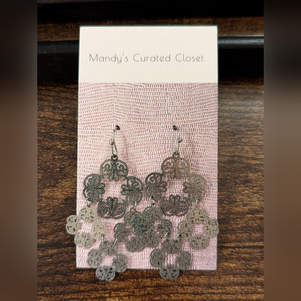 Silver Chandelier Filigree Earrings